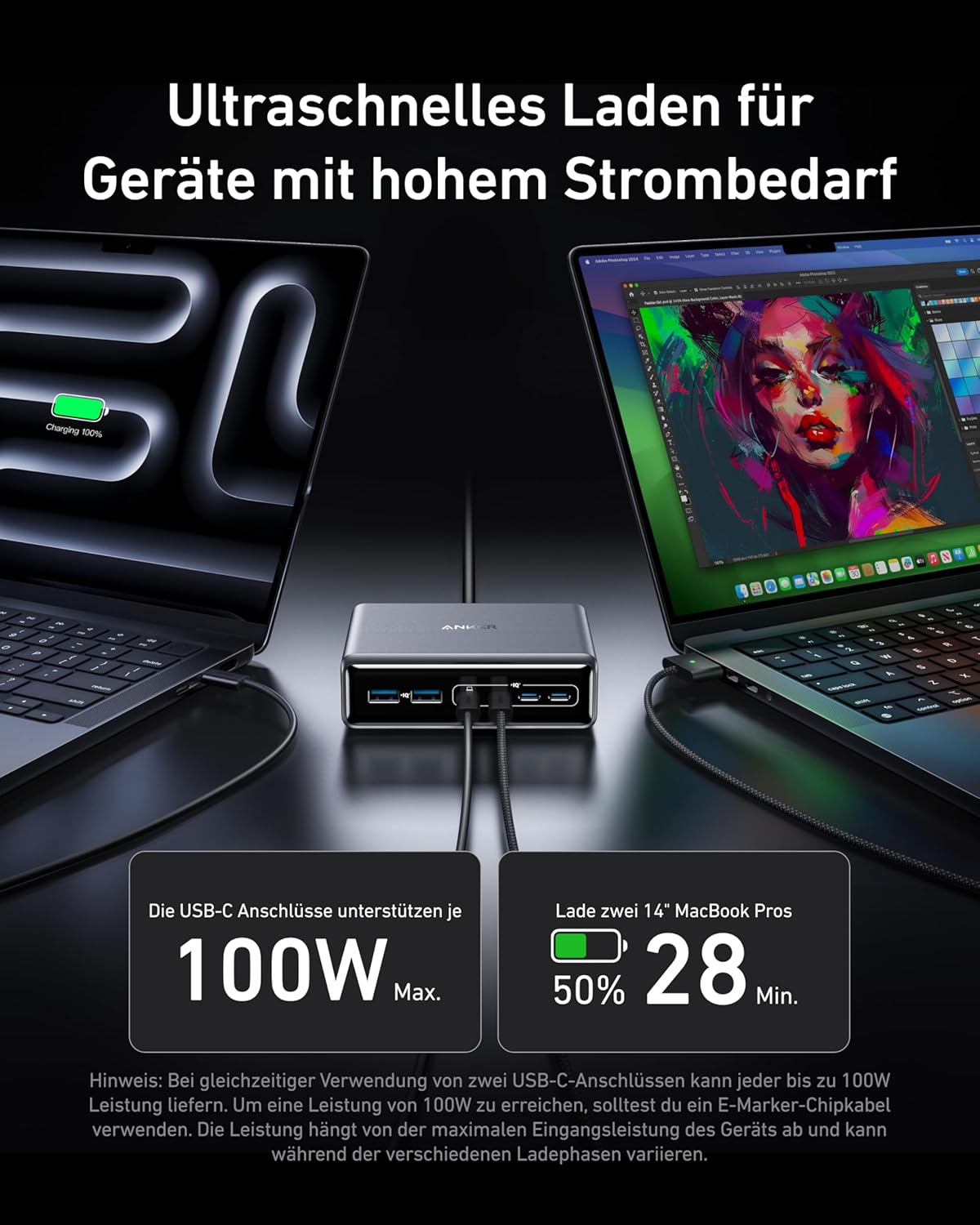 Anker Prime Ladegerät (200W, 6 Ports, GaN) + Anker Nano Ladegerät (70W, 3 Ports)