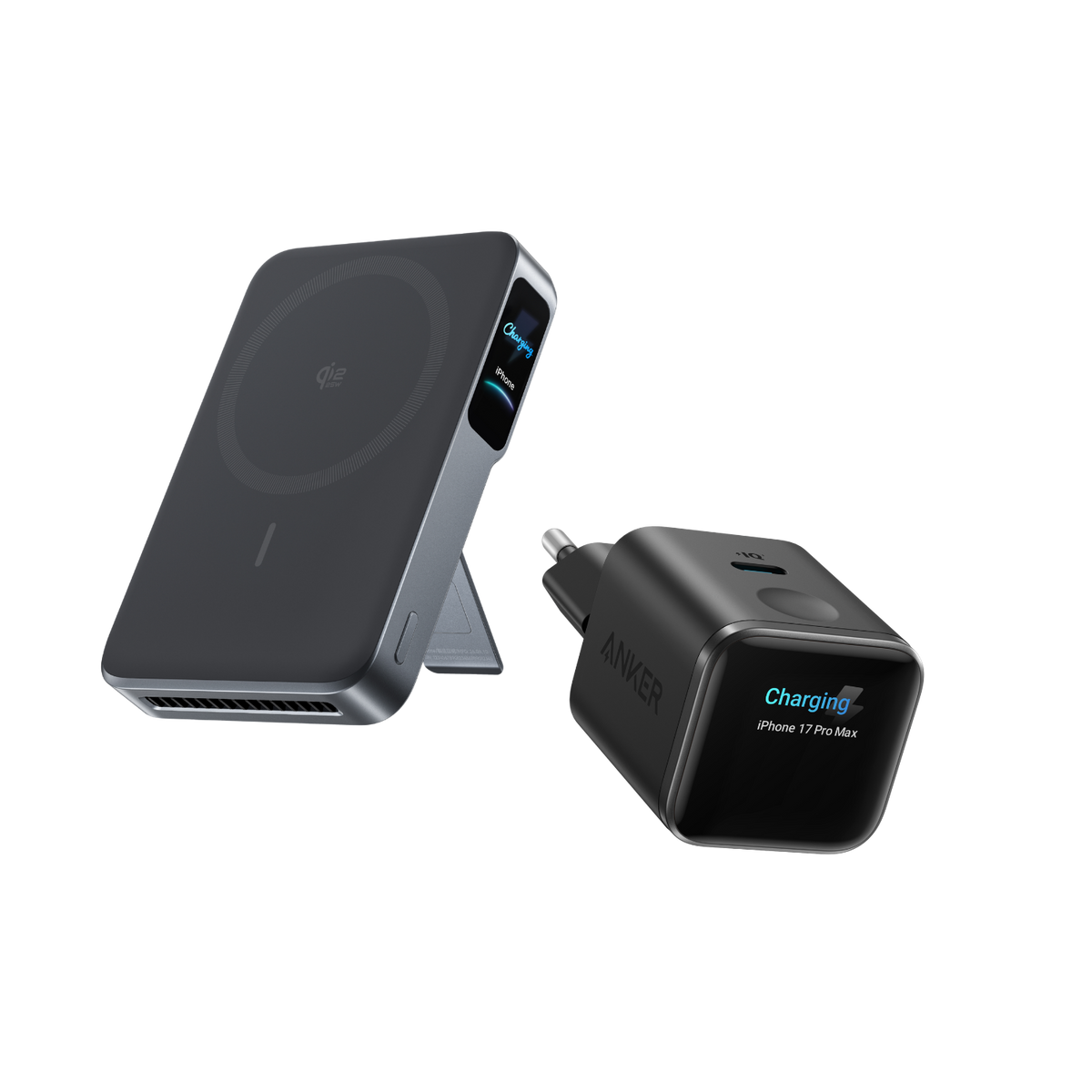 Anker MagGo Powerbank 2 Pro (Qi2.2, 25W, 10.000mAh) mit Anker Nano Ladegerät (45W, Smart Display)