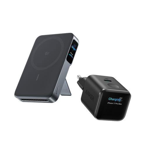 Anker MagGo Powerbank 2 Pro (Qi2.2, 25W, 10.000mAh) mit Anker Nano Ladegerät (45W, Smart Display)