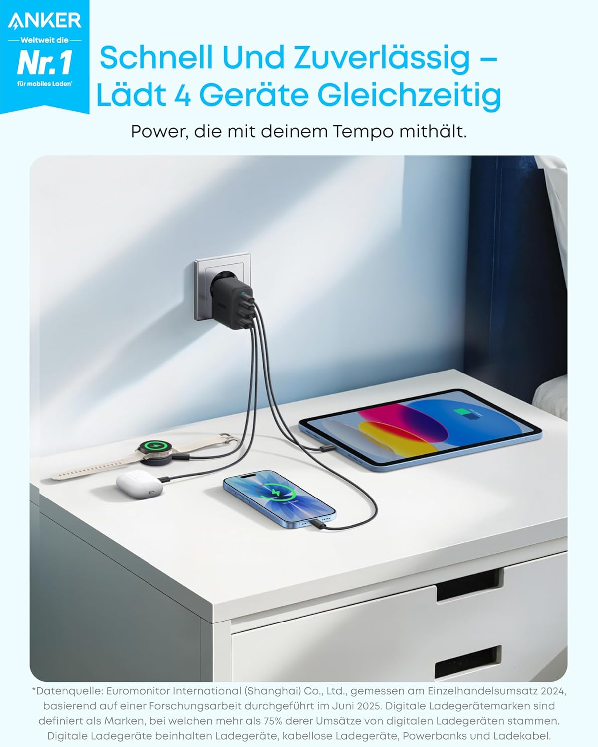 Anker Zolo Ladegerät (50W, 4 Ports)