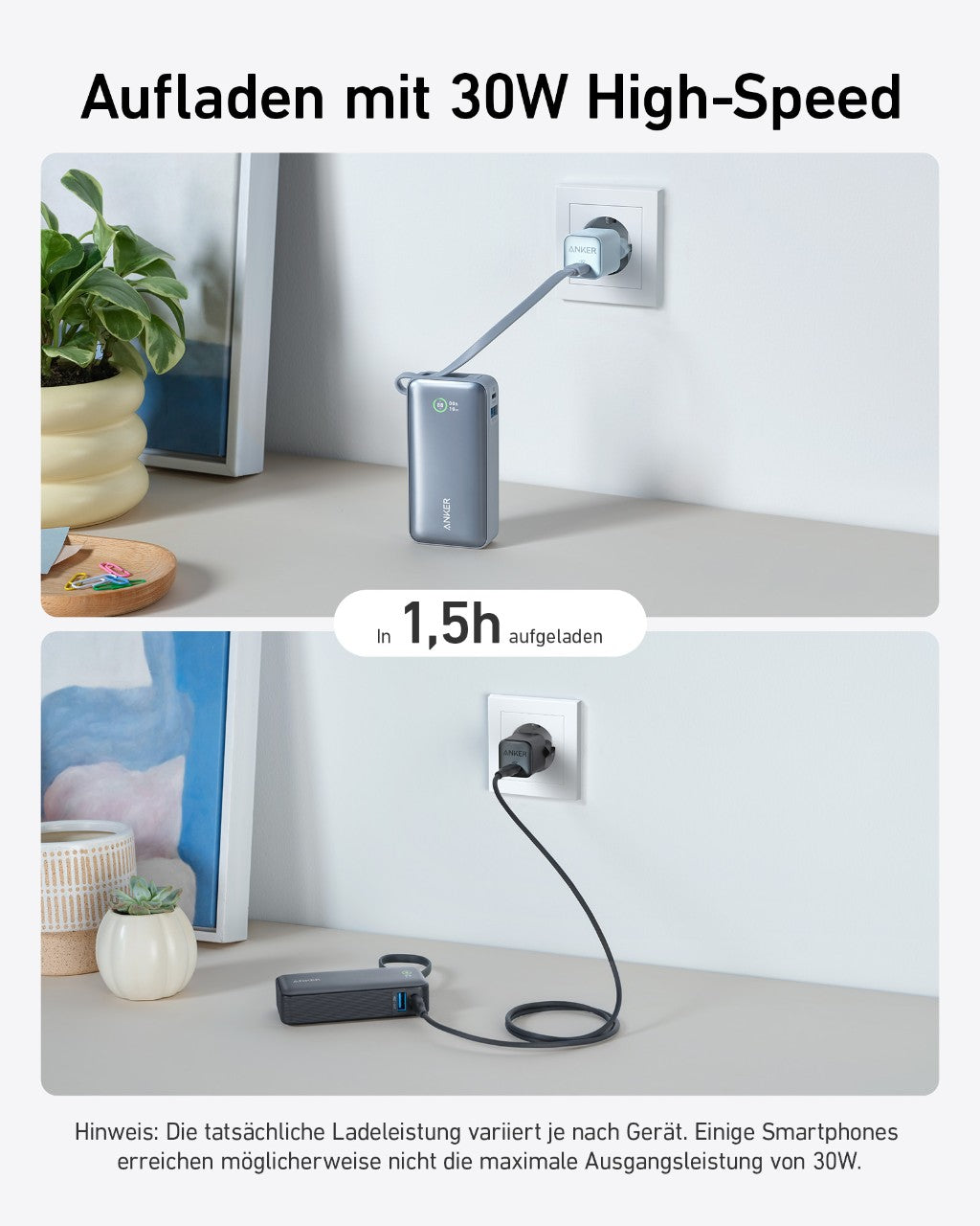 Anker Nano Powerbank + Anker Nano Ladegerät (70W, 3 Ports)