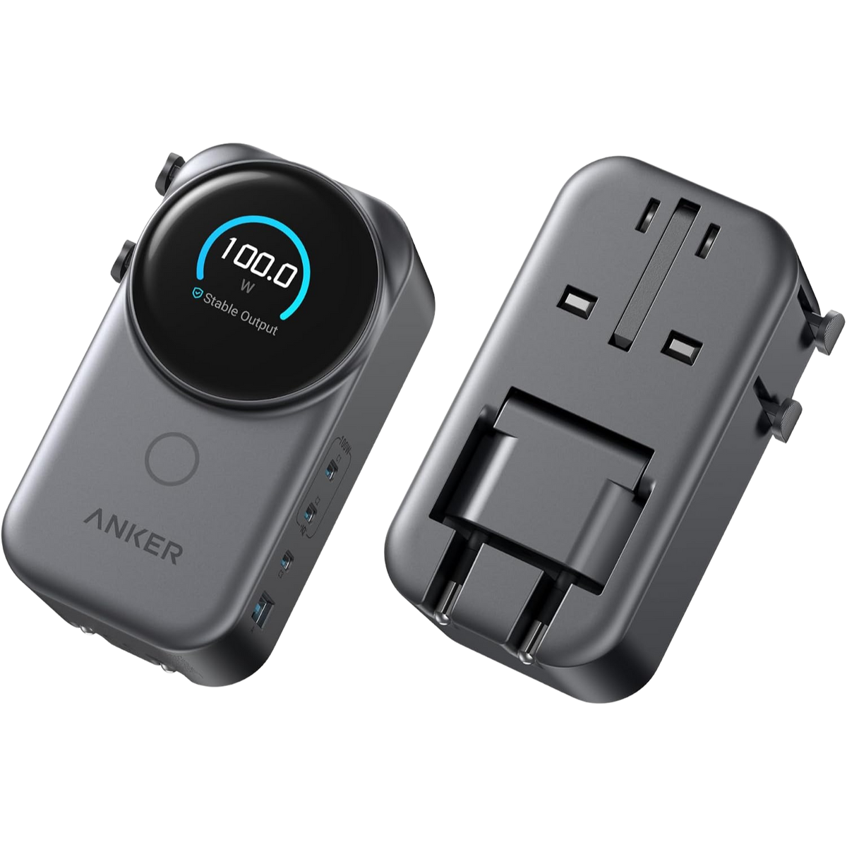 Anker Smart Reiseadapter, kompakter 100W GaN USB C universelles Ladegerät