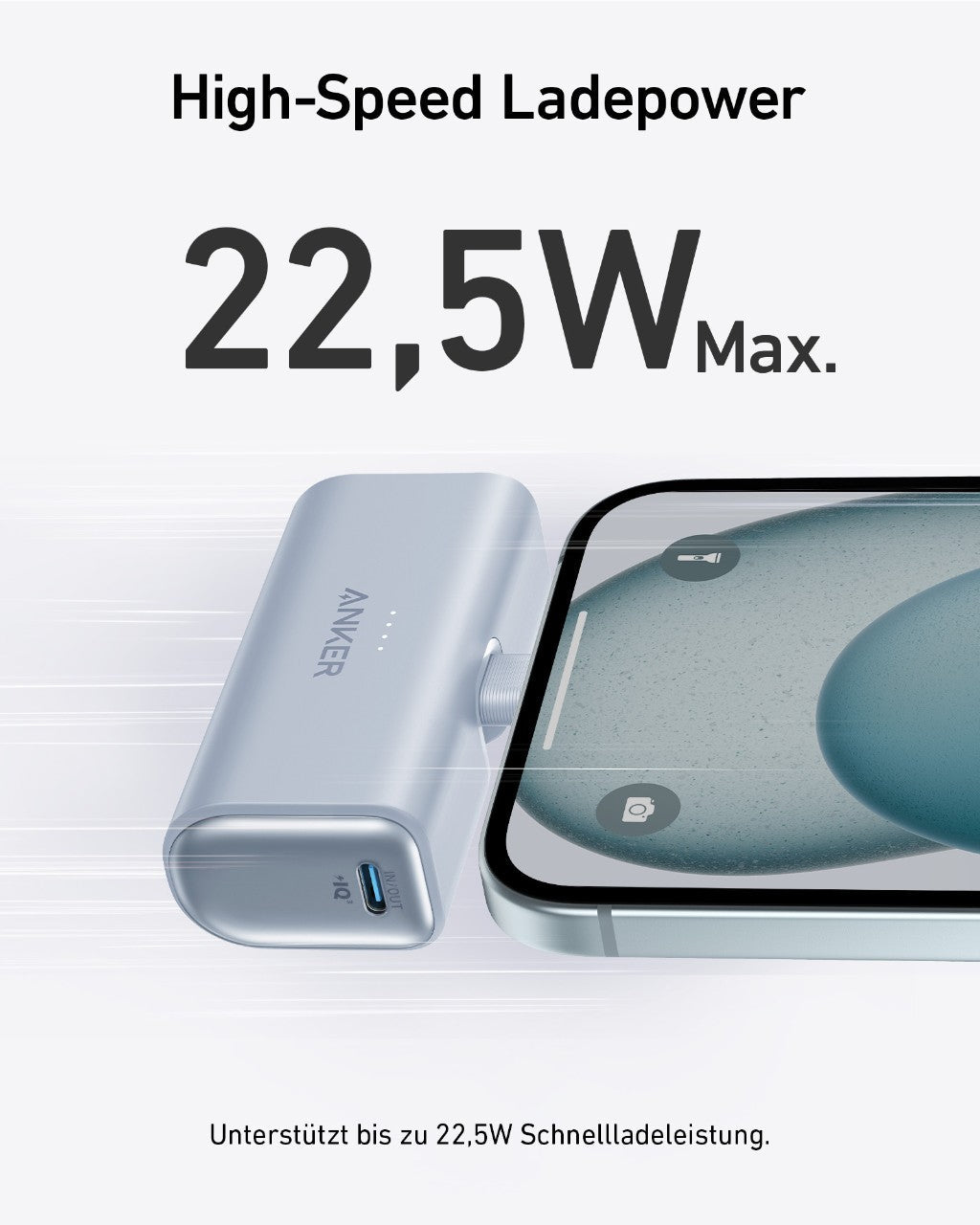 Anker Nano Powerbank (22,5W, Integrierter USB-C Konnektor)