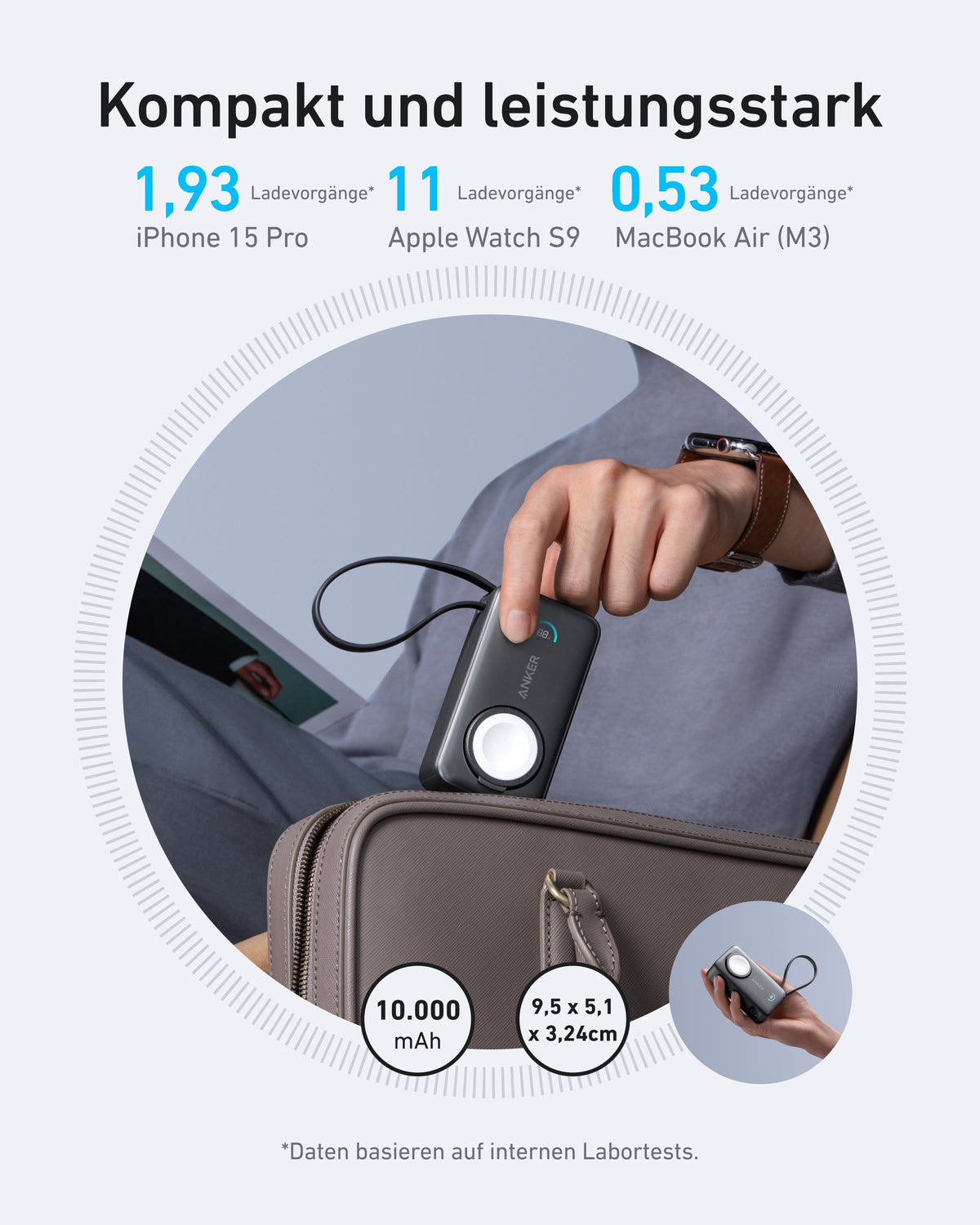 Anker MagGo Powerbank (10000mAh, 35W, für Apple Watch)