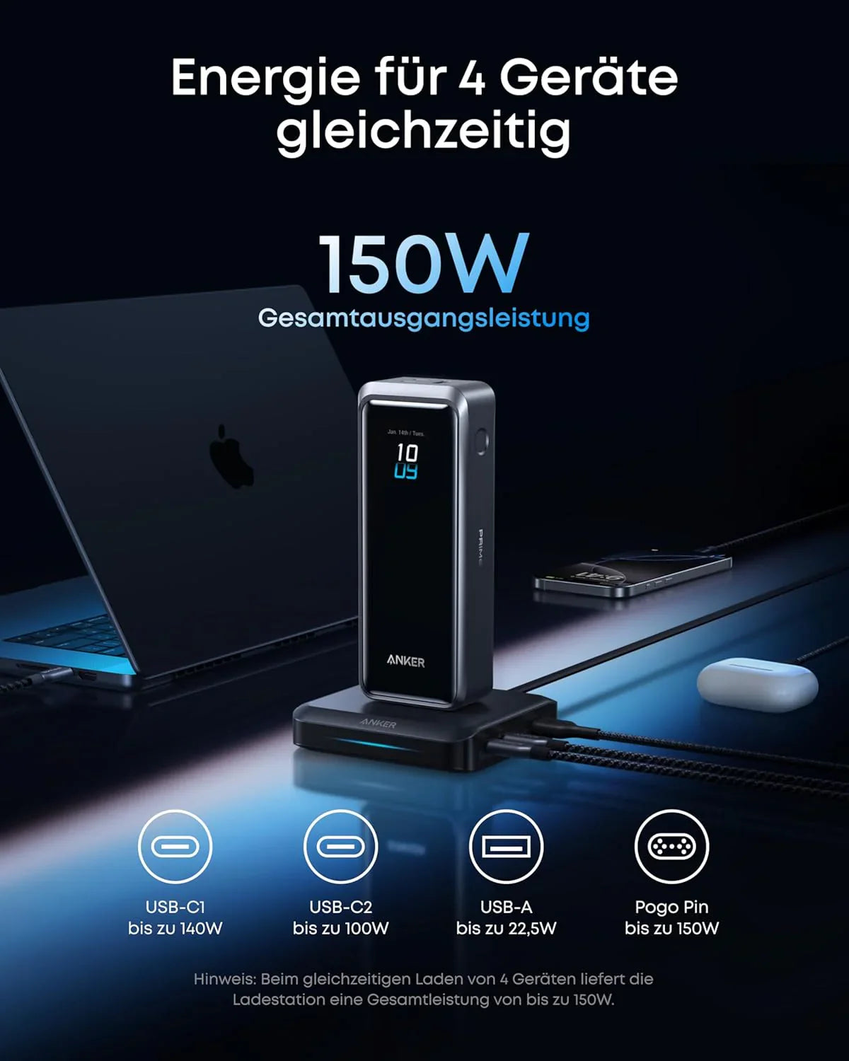 Anker Prime Powerbank (26K, 300W) + Anker Prime Charging Base (150W, 3 Ports)