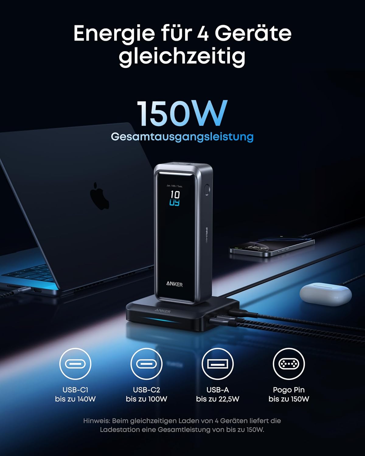 Anker Prime Charging Base (150W, 3 Ports)