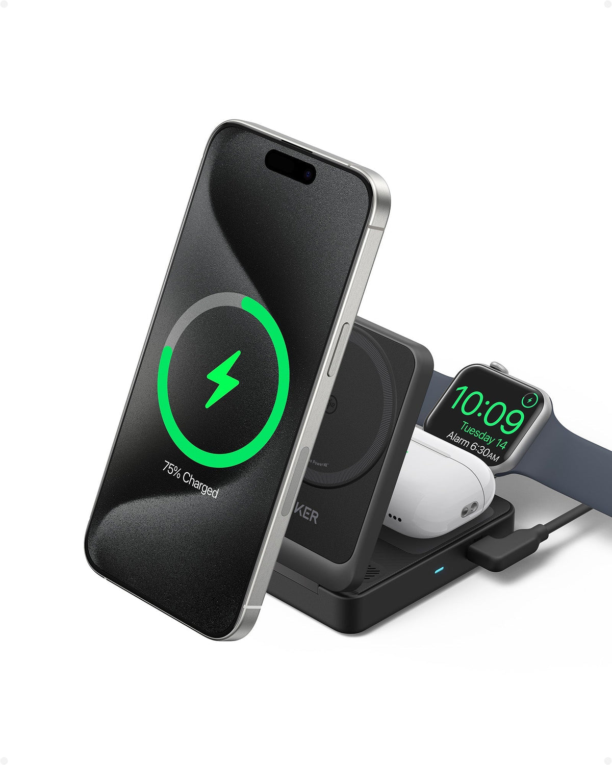 Anker MagGo Kabellose Ladestation (Faltbar 3-in-1) + Anker MagGo Powerbank (10K)