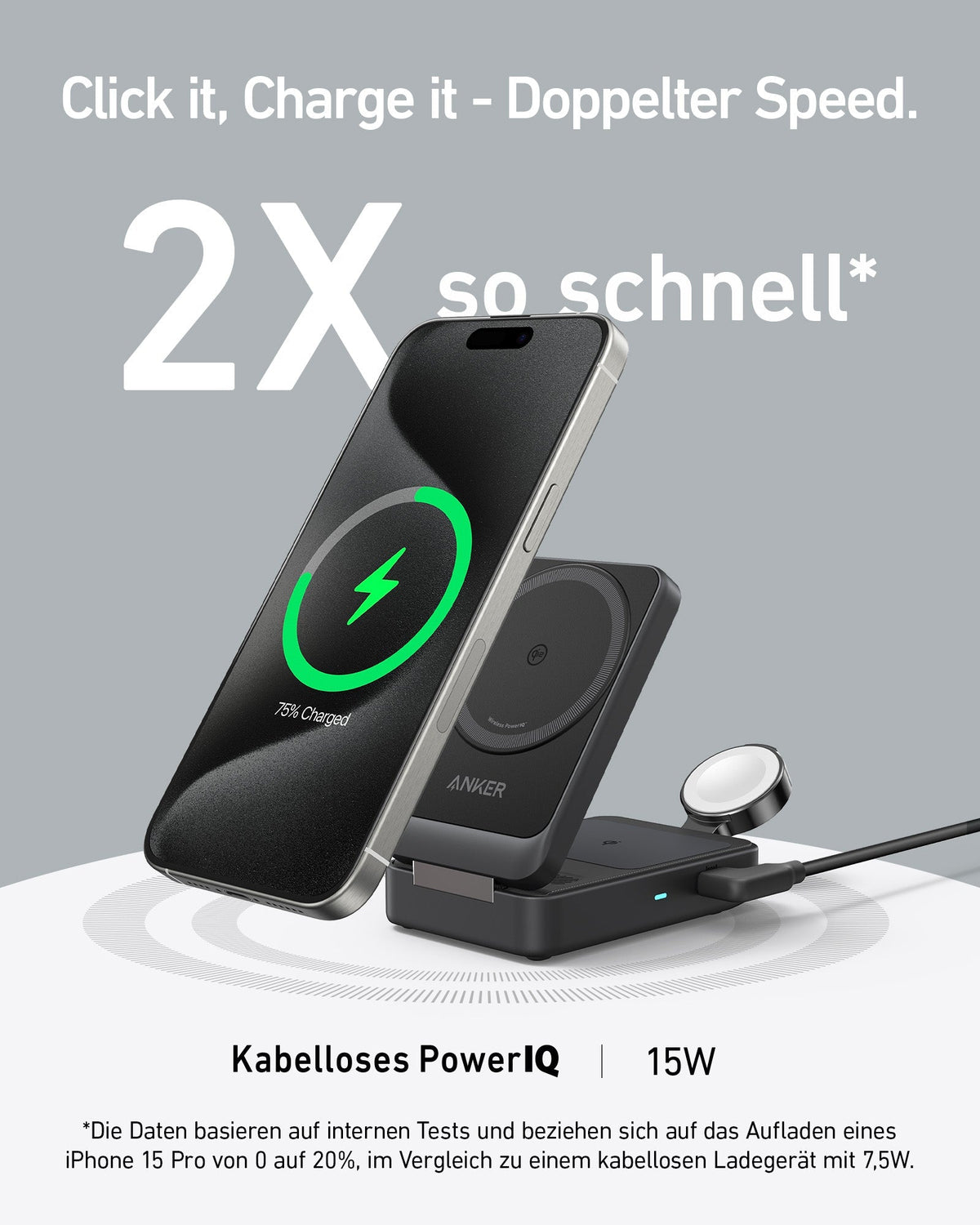 Anker MagGo Kabellose Ladestation (Faltbar 3-in-1) + Anker MagGo Powerbank (10K)