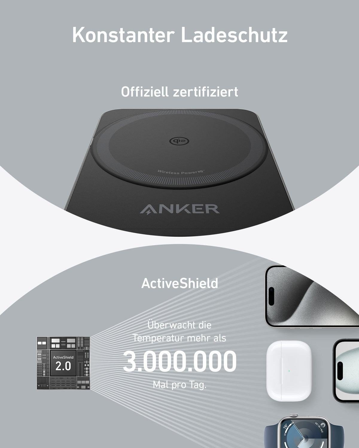 Anker MagGo Kabellose Ladestation (Faltbar 3-in-1) + Anker MagGo Powerbank (10K)