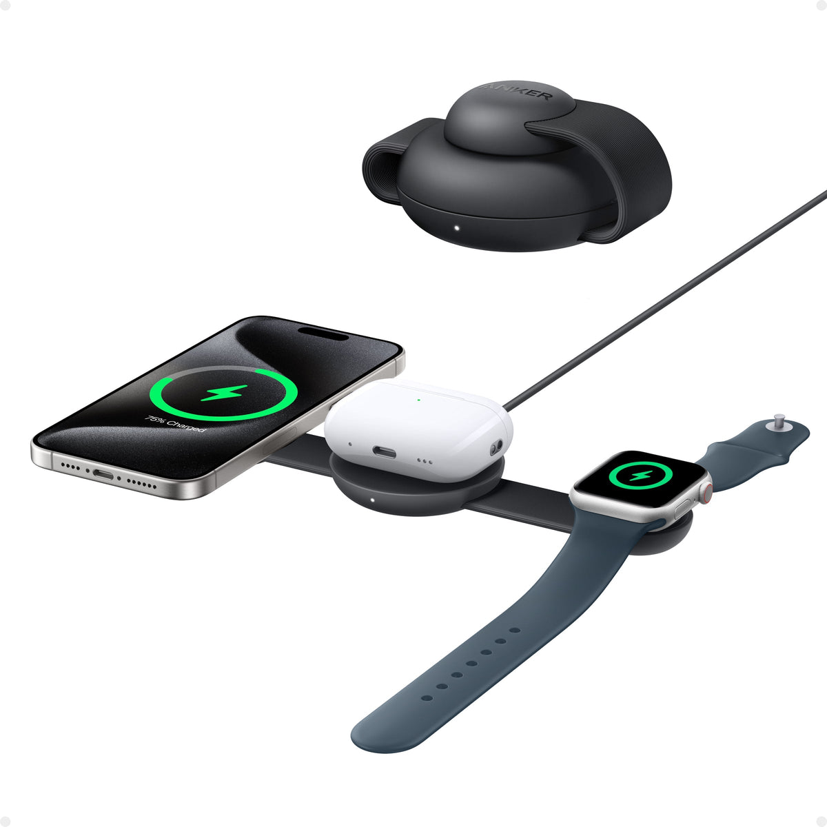 Anker MagGo Kabellose Ladestation (3-in-1, Faltbares Ladepad) | Exklusives Livestream-Angebot