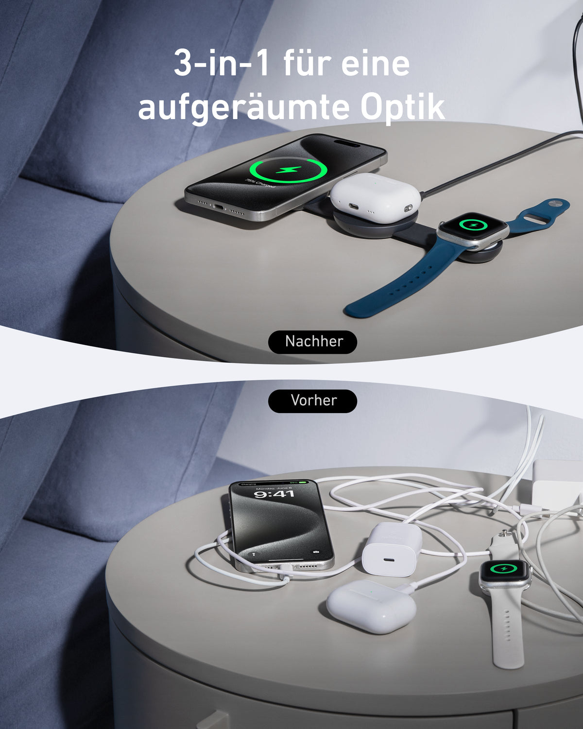 Anker MagGo Kabellose Ladestation (3-in-1, Faltbares Ladepad) | Exklusives Livestream-Angebot