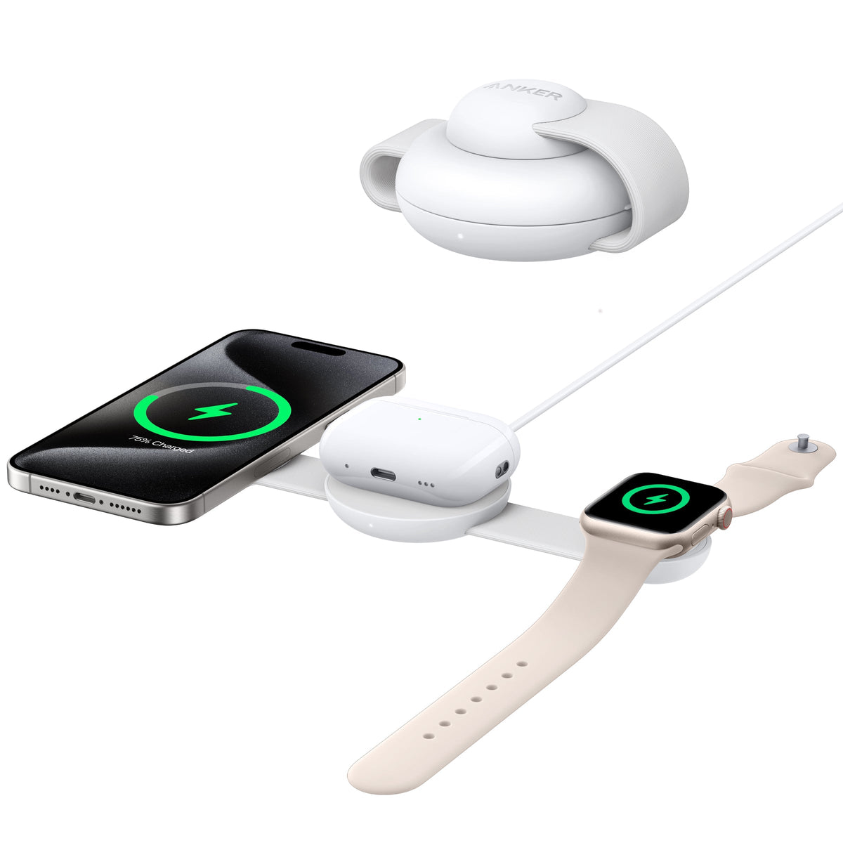 Anker MagGo Kabellose Ladestation (3-in-1, Faltbares Ladepad) | Exklusives Livestream-Angebot