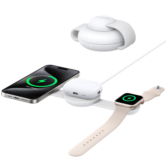 Anker MagGo Kabellose Ladestation (3-in-1, Faltbares Ladepad) | Exklusives Livestream-Angebot