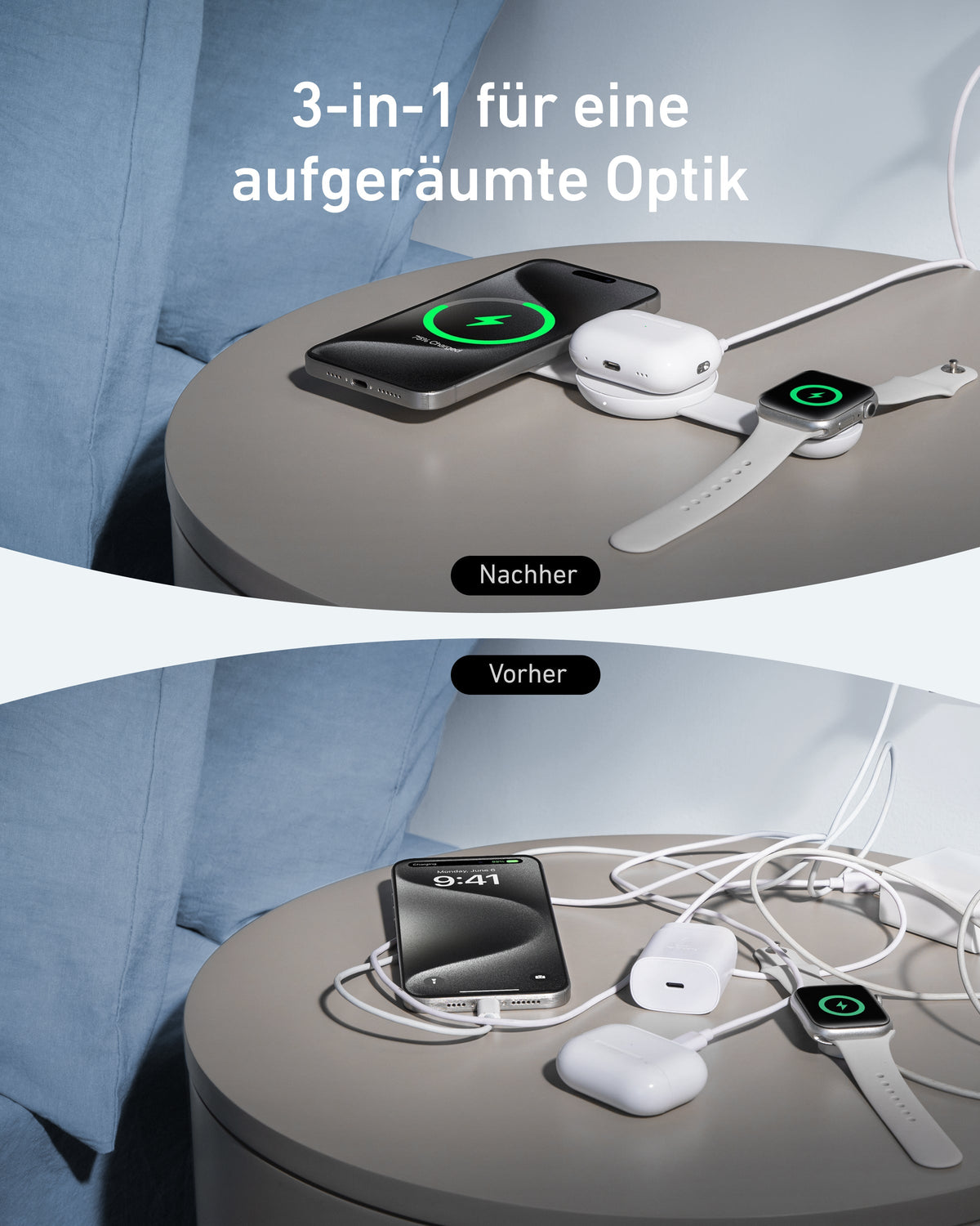 Anker MagGo Kabellose Ladestation (3-in-1, Faltbares Ladepad) | Exklusives Livestream-Angebot