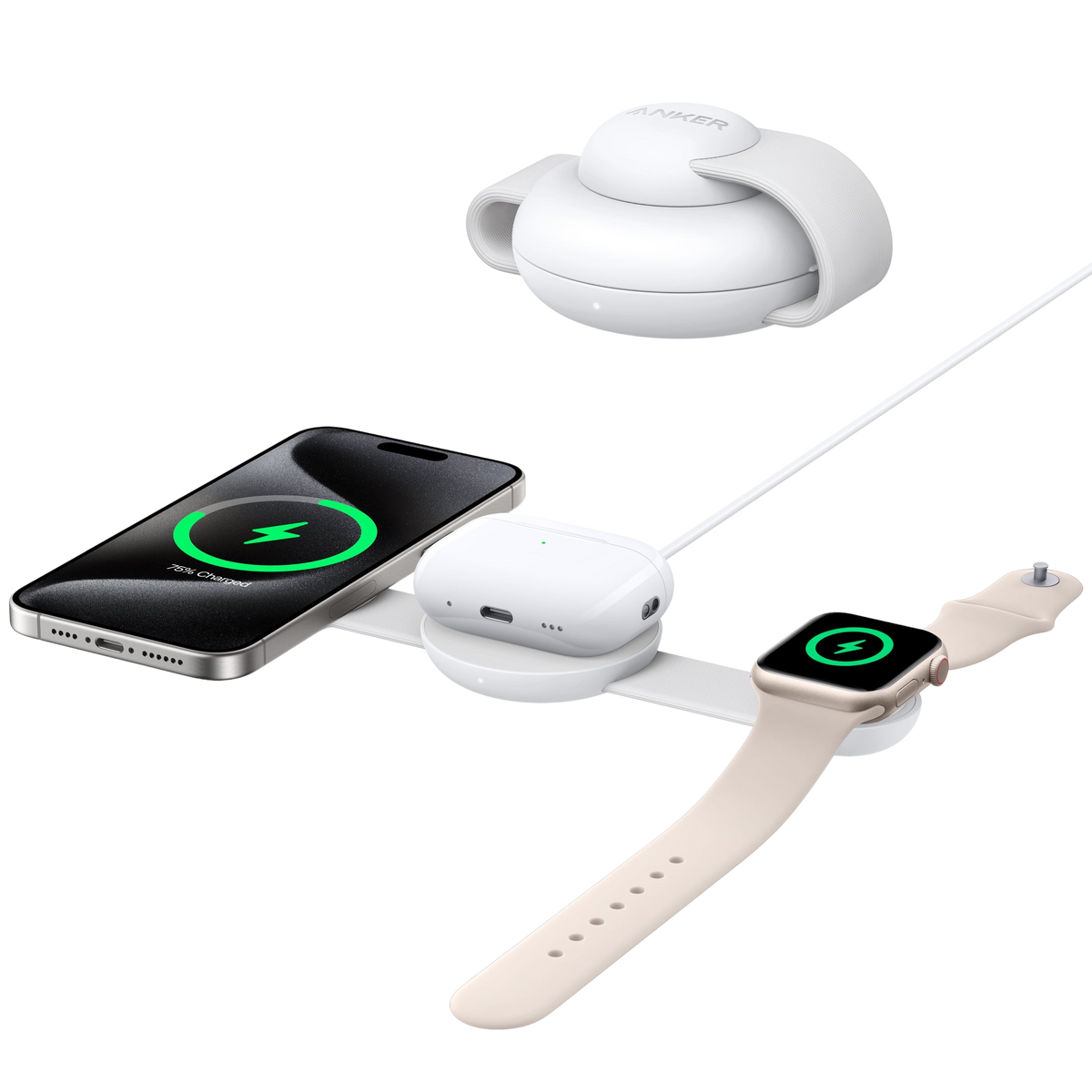 Anker MagGo Kabellose Ladestation (3-in-1, Faltbares Ladepad)
