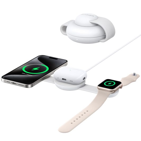 Anker MagGo Kabellose Ladestation (3-in-1, Faltbares Ladepad)