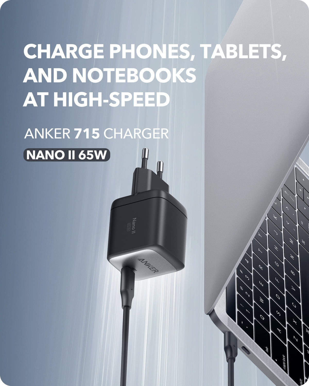 Anker 715 Ladegerät (Nano II 65W) + Anker 2-in-1 USB-C auf USB-C Kabel (120cm, 140W, Flecht-Design)