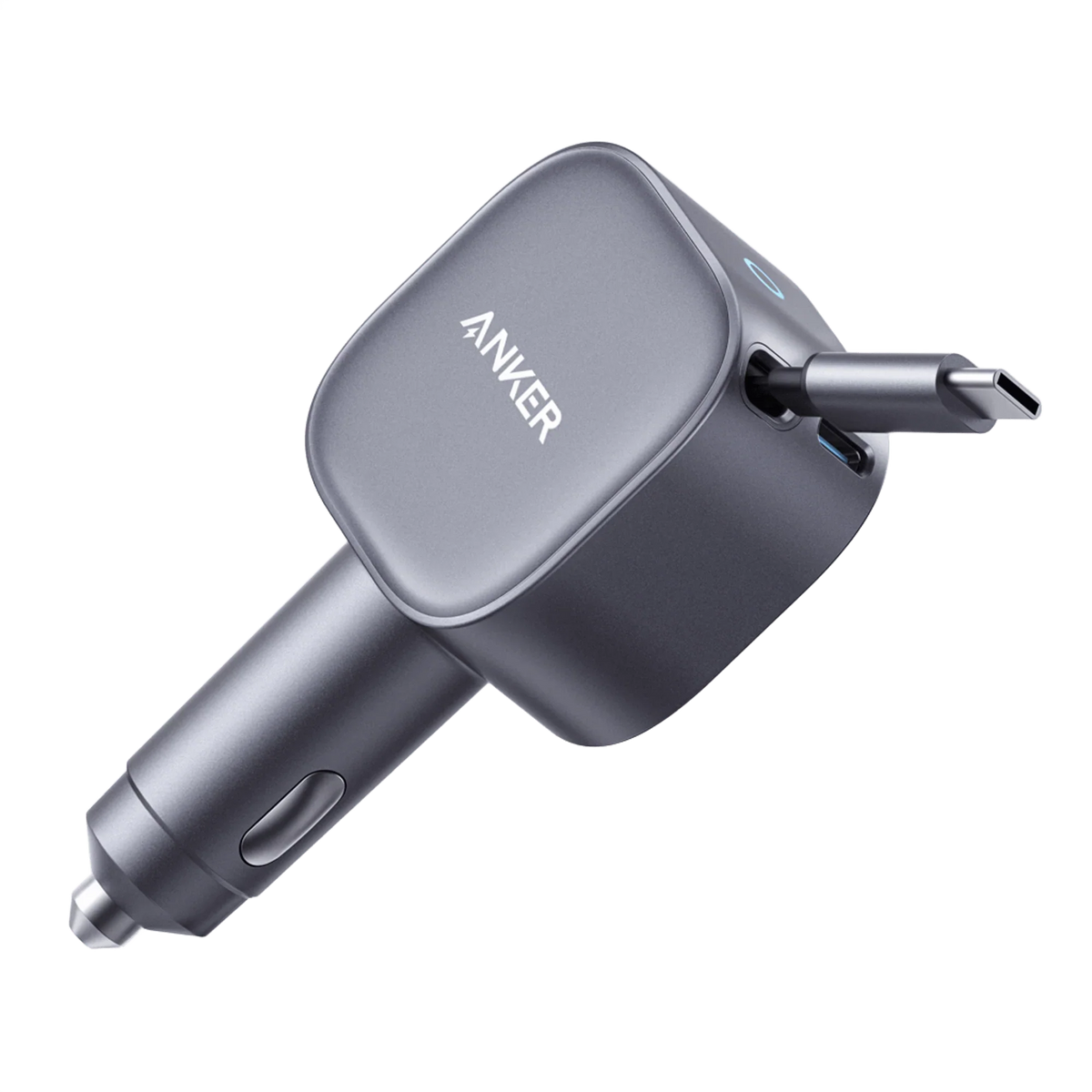 Anker Nano Kfz-Ladegerät  (75W, USB-C Port, Integriertes einziehbares USB-C Kabel) + Anker Prime USB-C auf USB-C Kabel (240W, Upcycled-Flechtdesign)