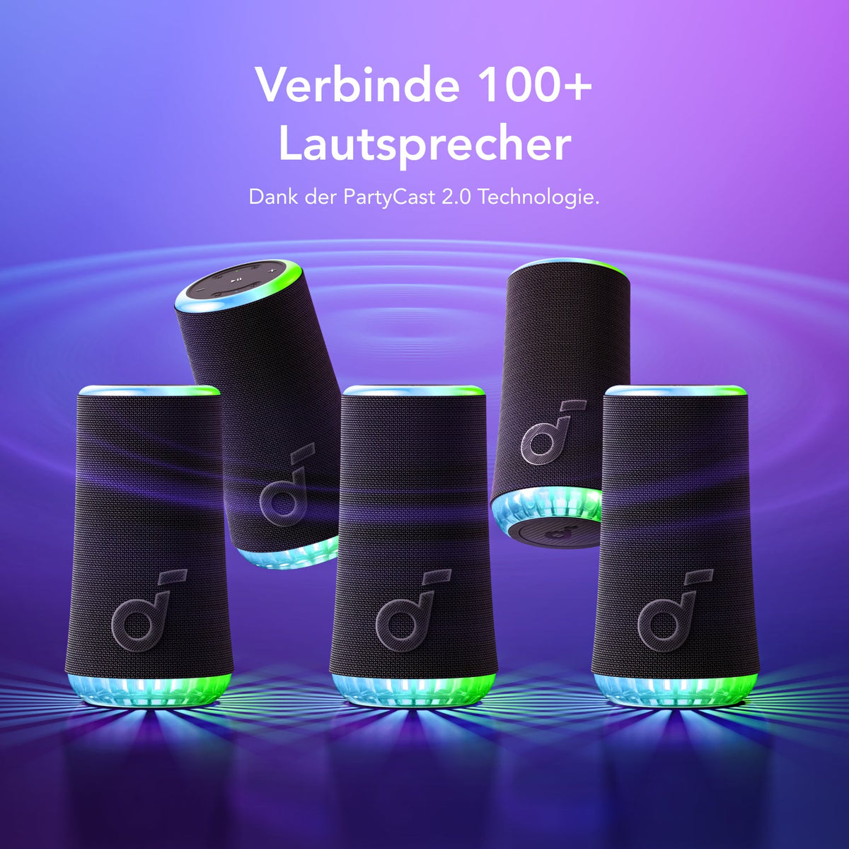Glow | Tragbarer Lautsprecher mit synchronisierter Lichtshow