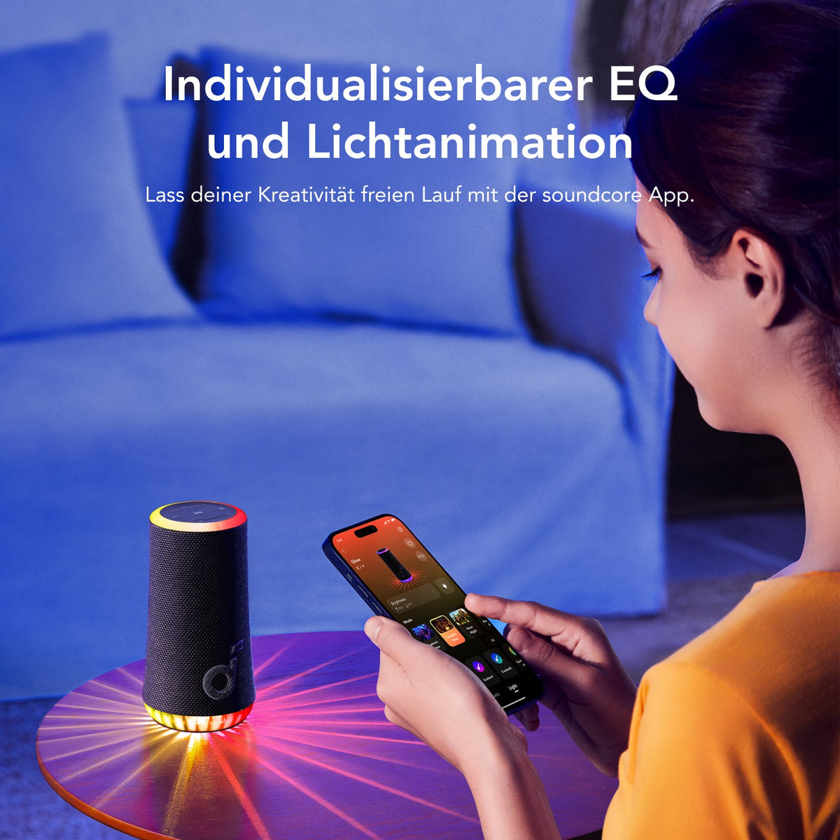 Glow | Tragbarer Lautsprecher mit synchronisierter Lichtshow