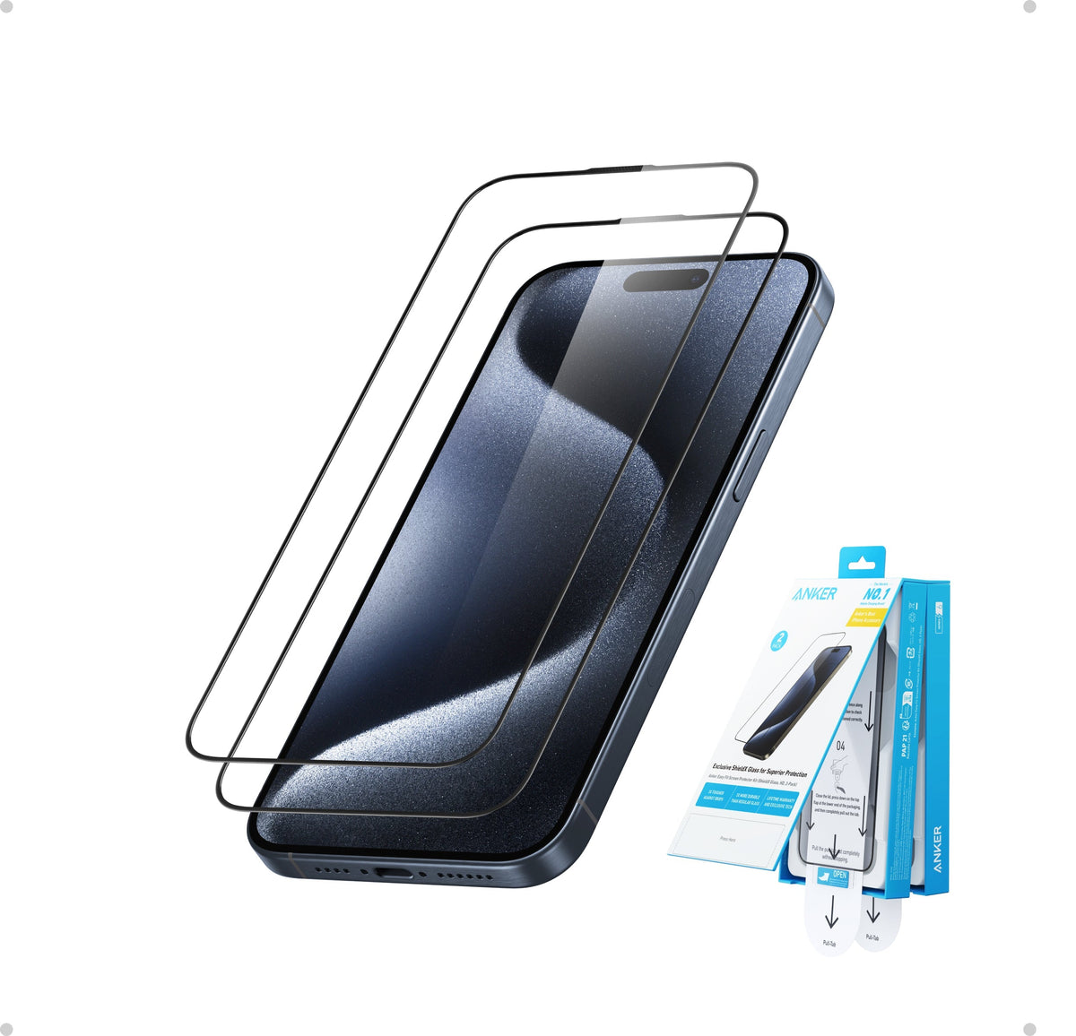 Anker Easy Fit Bildschirmschutz (2er-Pack) - iPhone 16 Plus