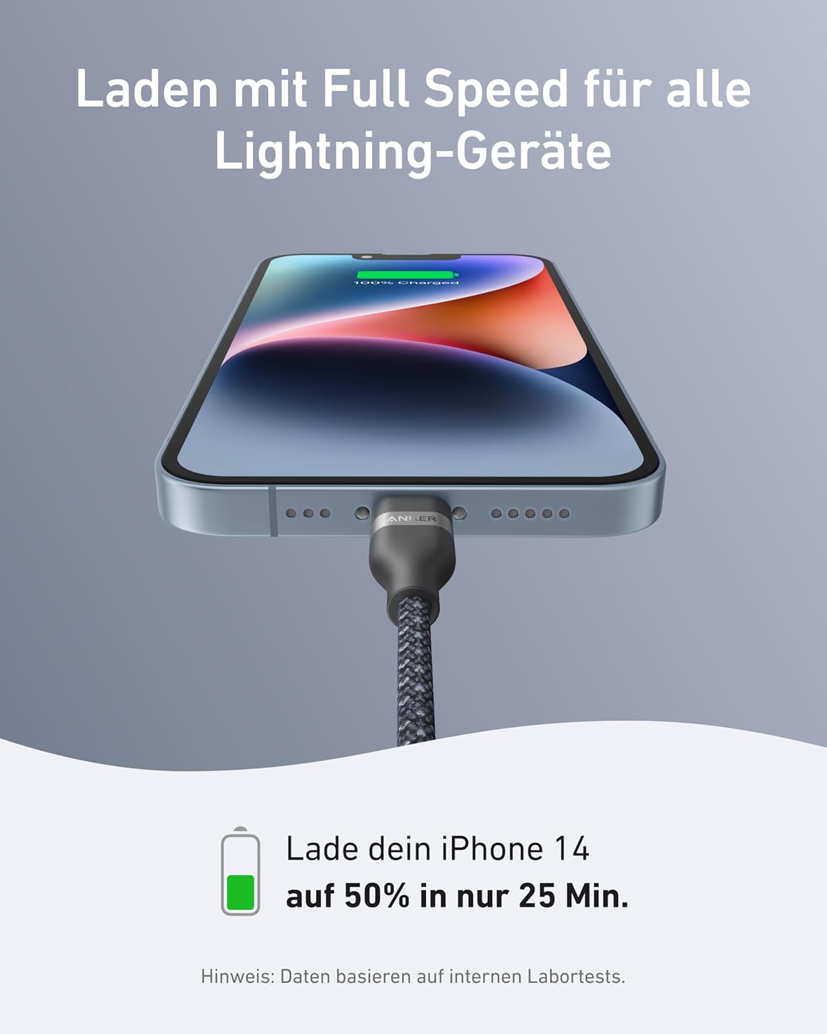 Anker USB-C auf Lightning Kabel (1,8m, Upcycled-Flechtgewebe)