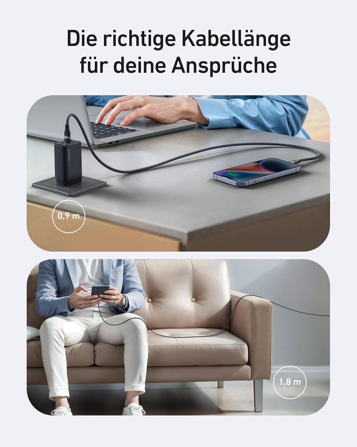 Anker USB-C auf Lightning Kabel (1,8m, Upcycled-Flechtgewebe)