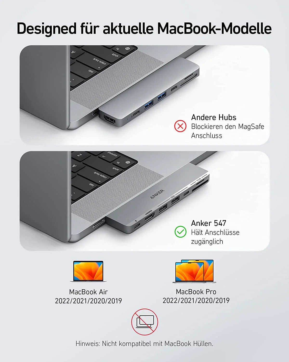 Anker Prime Ladegerät (250W, 6 Ports, GaNPrime) + Anker <b>547</b> USB-C Hub (7-in-2, für MacBook, in Grau)