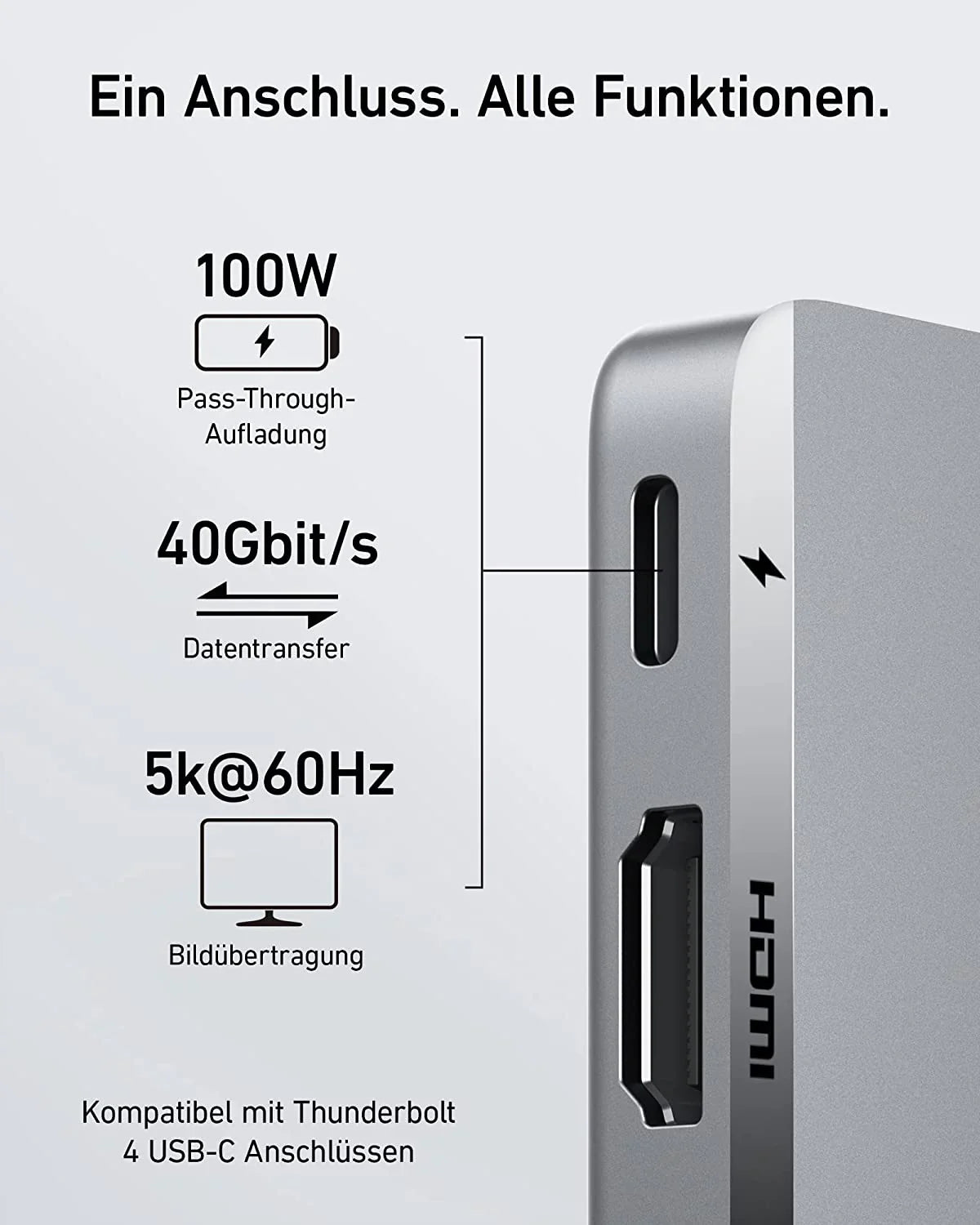 Anker Prime Ladegerät (250W, 6 Ports, GaNPrime) + Anker <b>547</b> USB-C Hub (7-in-2, für MacBook, in Grau)
