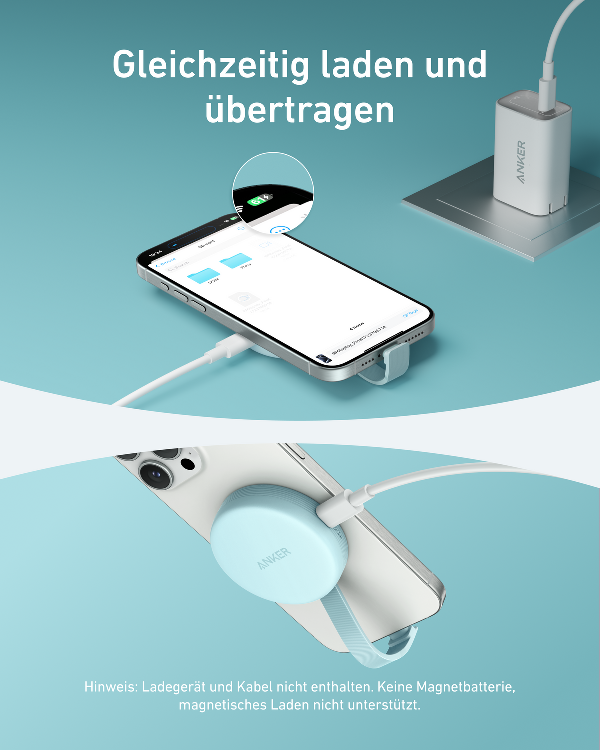 Anker MagGo USB-C Netzteil (3-in-1, 10 Gbit/s, Für iPhone)