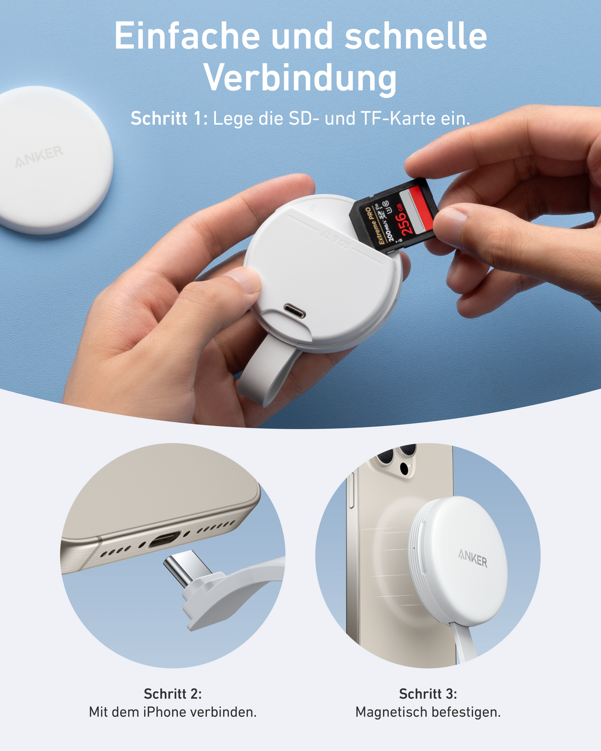 Anker MagGo USB-C Netzteil (3-in-1, 10 Gbit/s, Für iPhone)