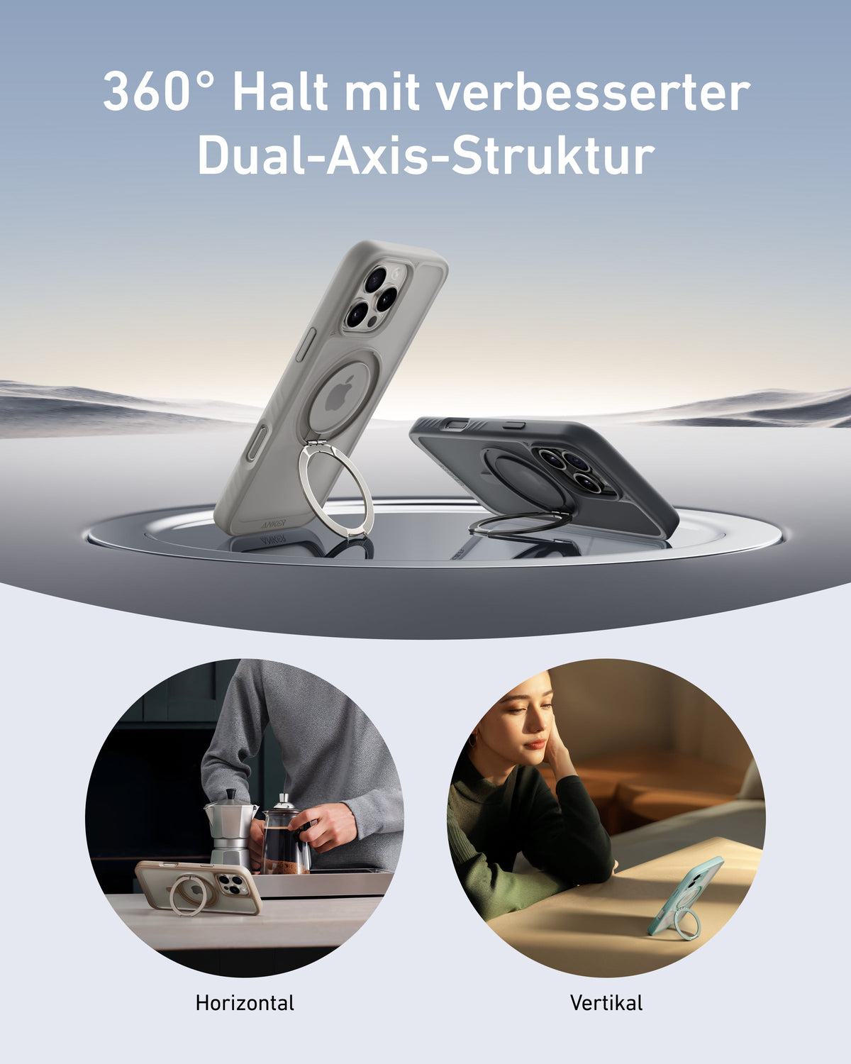 Anker MagGo Magnetisches Handy-Case mit Ständer (360° Ringständer, für iPhone 16)