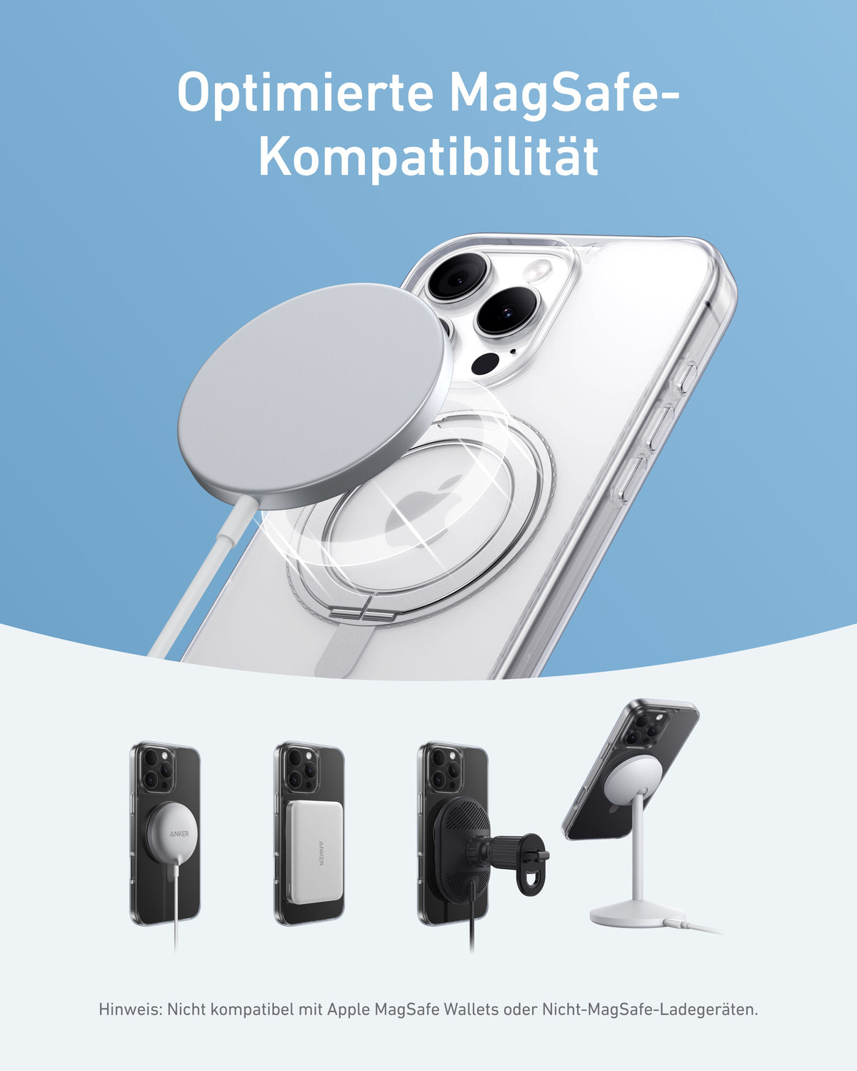 Anker MagGo Magnetisches Handy-Case mit Ständer (360° Ringständer, für iPhone 16)