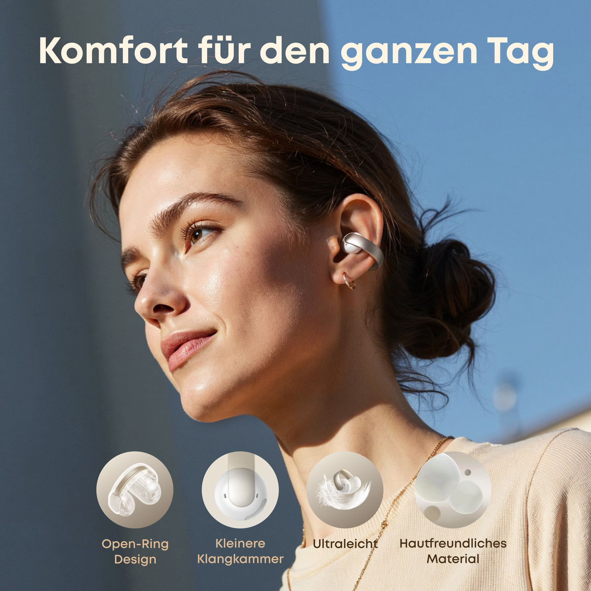 Anker soundcore AeroClip | Open-Ear Clip-Earbuds mit adaptivem Komfort（valentine）