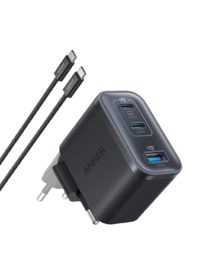 Anker Prime Ladegerät (160W, 3 Ports, GaNPrime）+ Anker Nano Ladegerät (70W, 3 Ports) + Anker Prime USB-C auf USB-C Kabel (1.8m, 240W, Upcycled-Flechtdesign)
