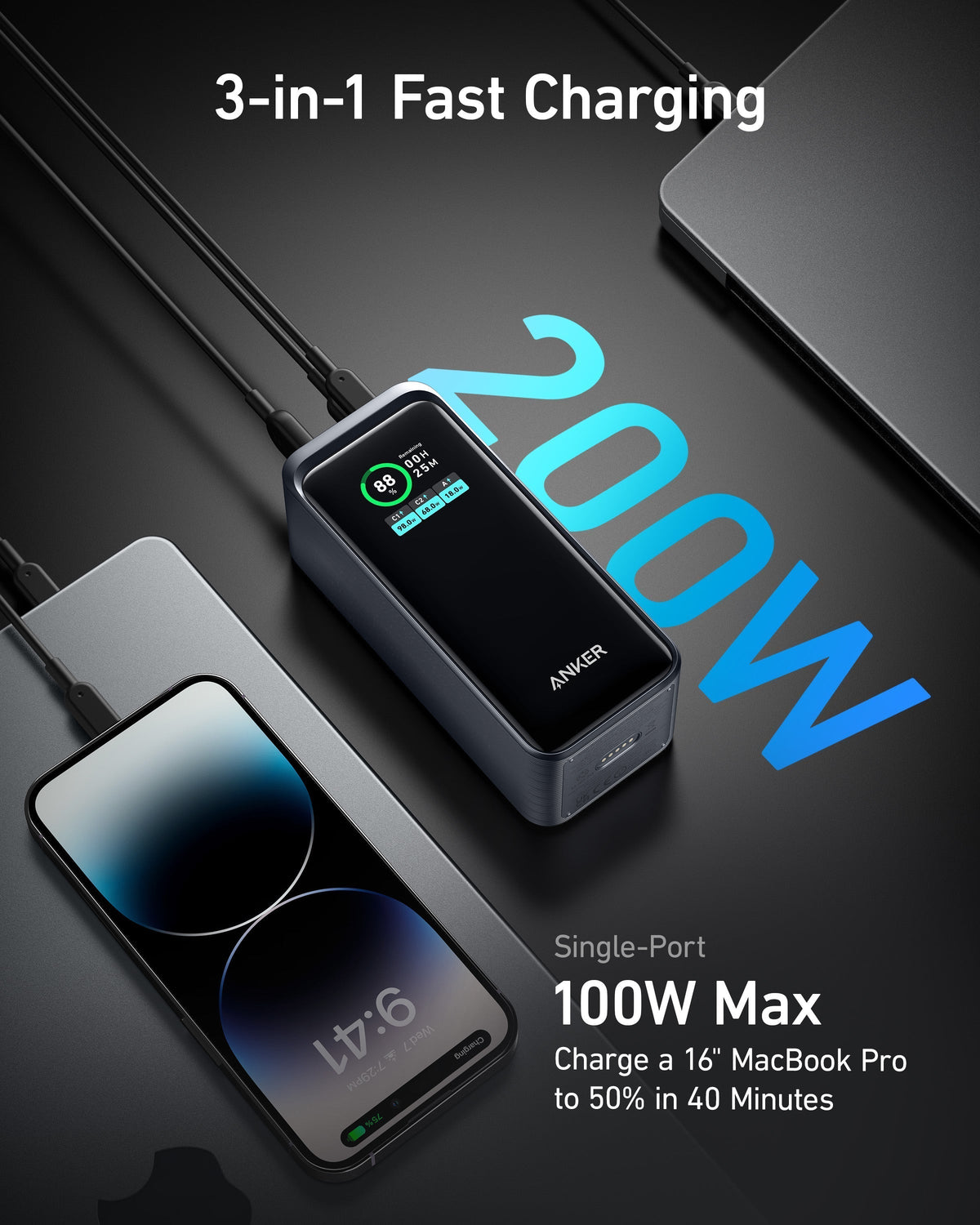 Anker Prime 20000mAh Powerbank (200W) mit 100W Ladebasis