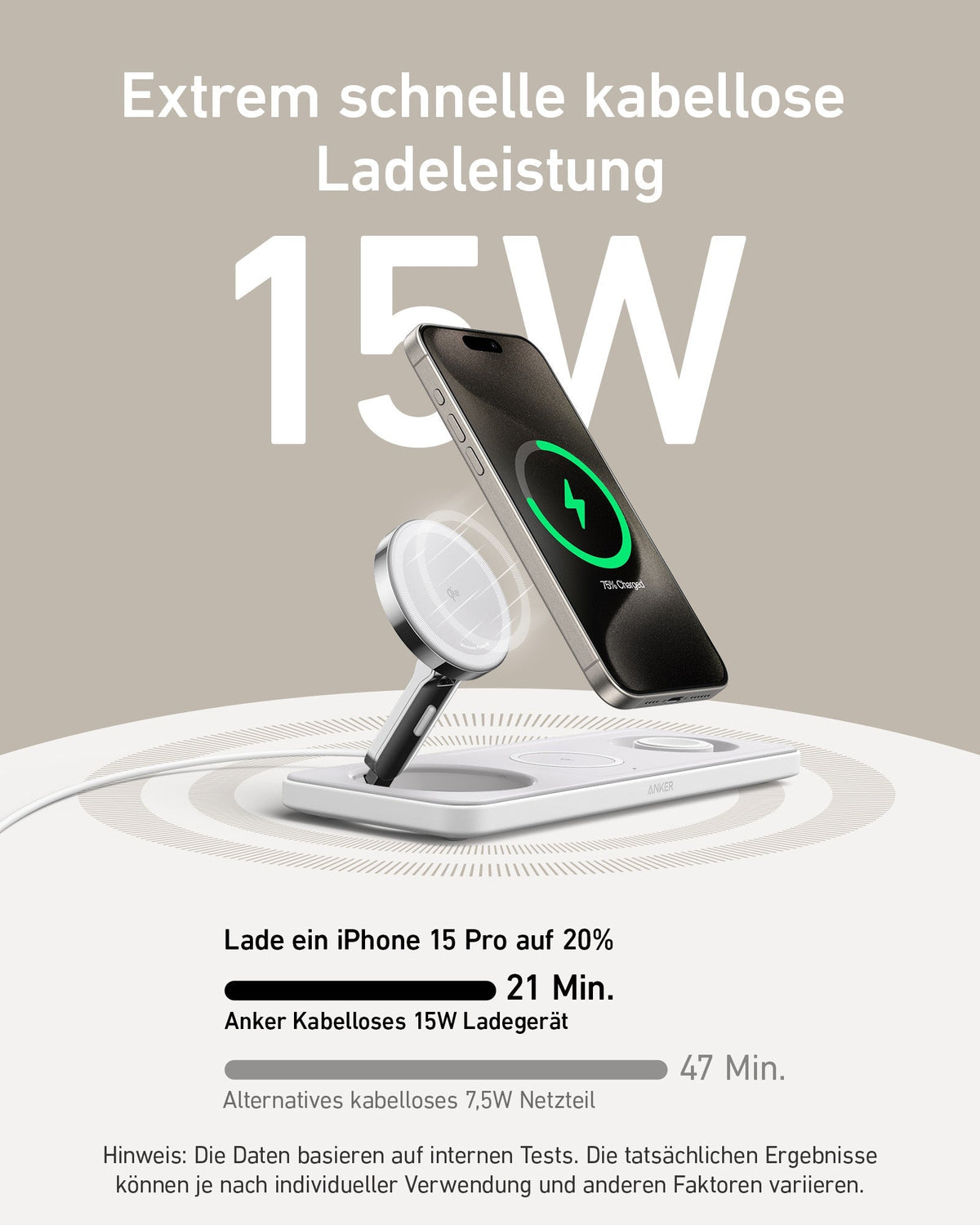 Anker MagGo Kabellose Ladestation (3-in-1 Pad)