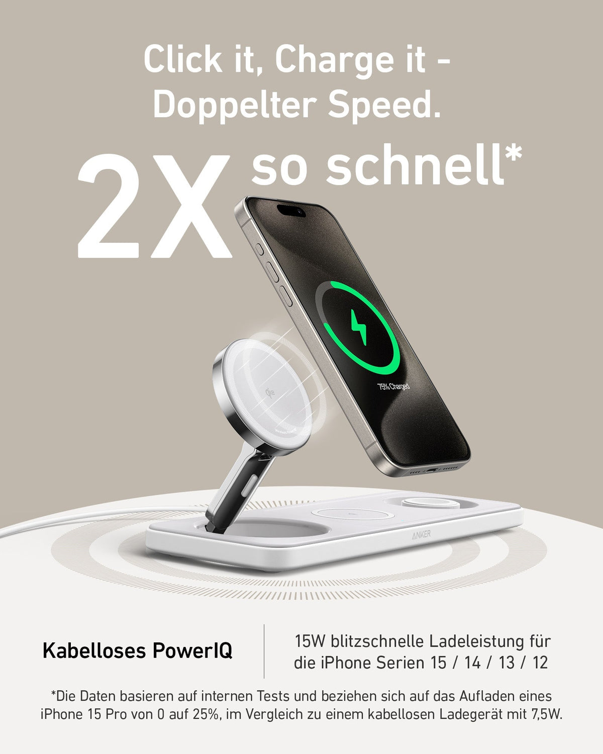 Anker MagGo Kabellose Ladestation (3-in-1 Pad)
