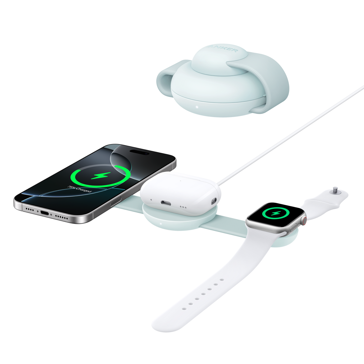 Anker MagGo Kabellose Ladestation (3-in-1, Faltbares Ladepad)