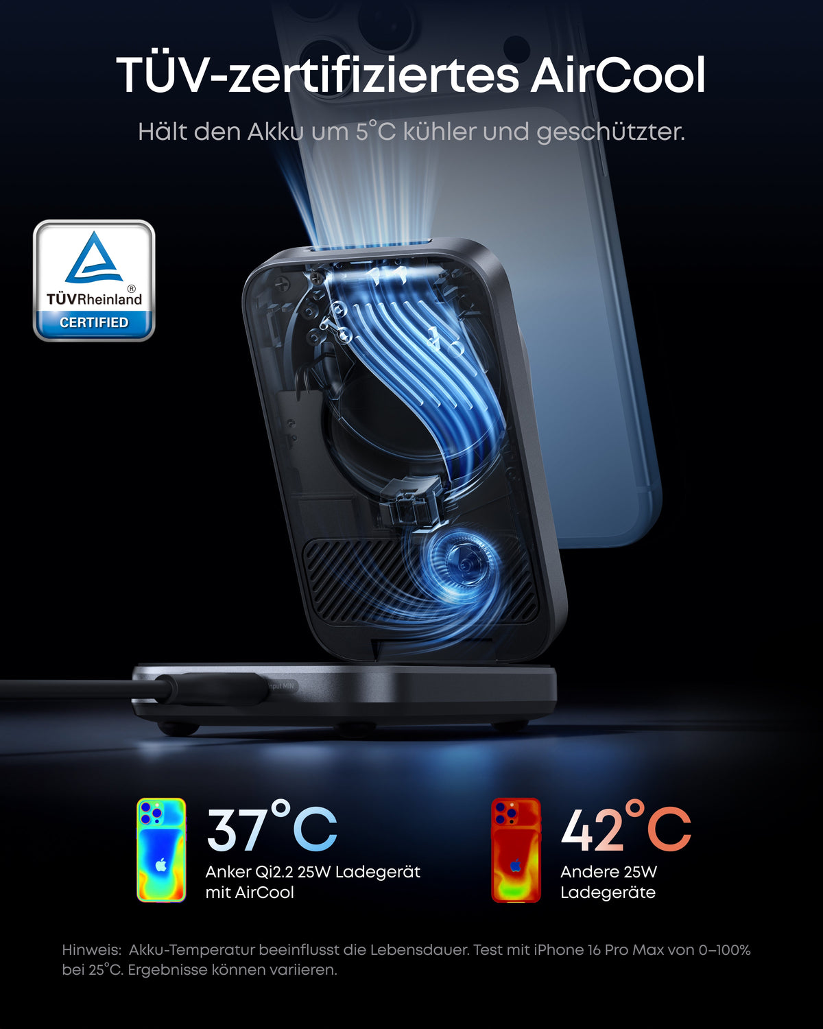 Anker Prime Kabellose Ladestation  (3-in-1, MagGo, AirCool, Faltbar)