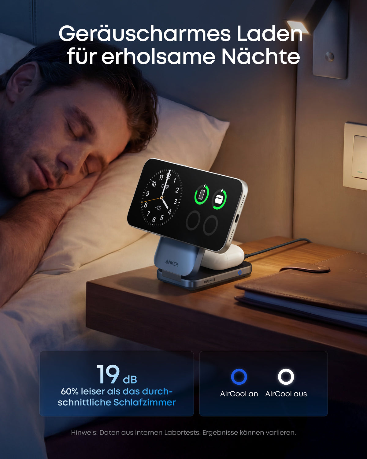 Anker Prime Kabellose Ladestation  (3-in-1, MagGo, AirCool, Faltbar)