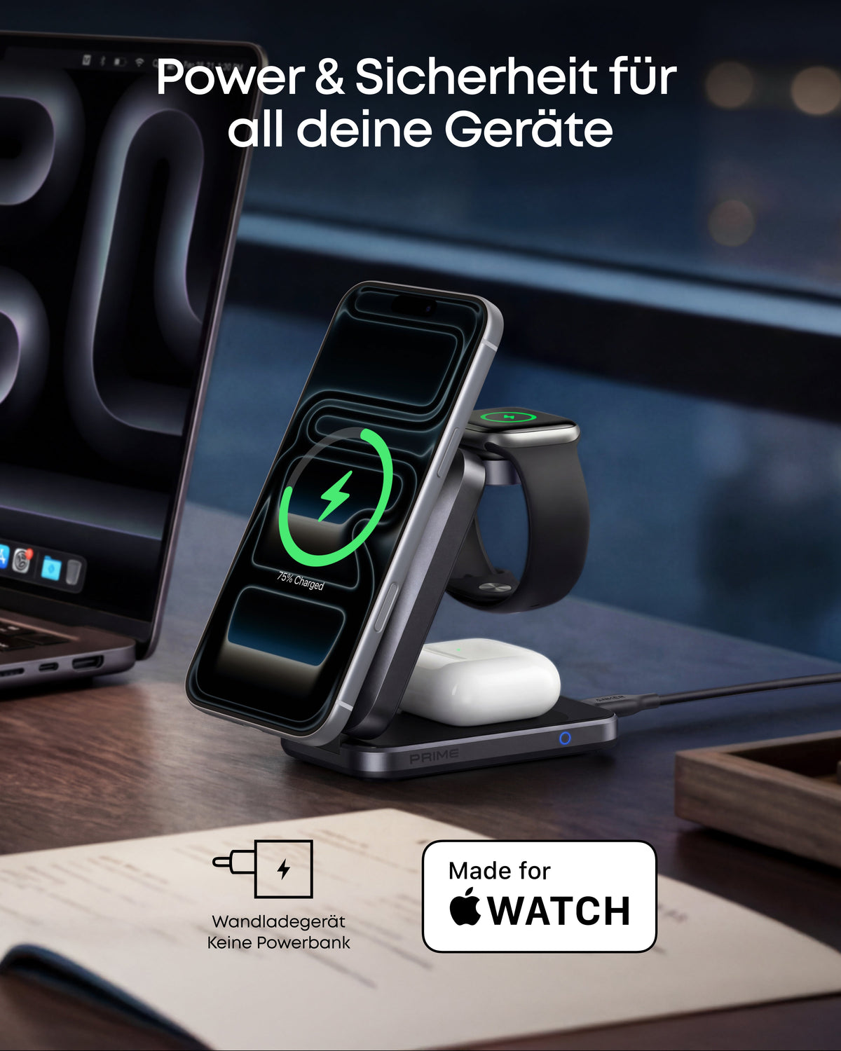 Anker Prime Kabellose Ladestation  (3-in-1, MagGo, AirCool, Faltbar)