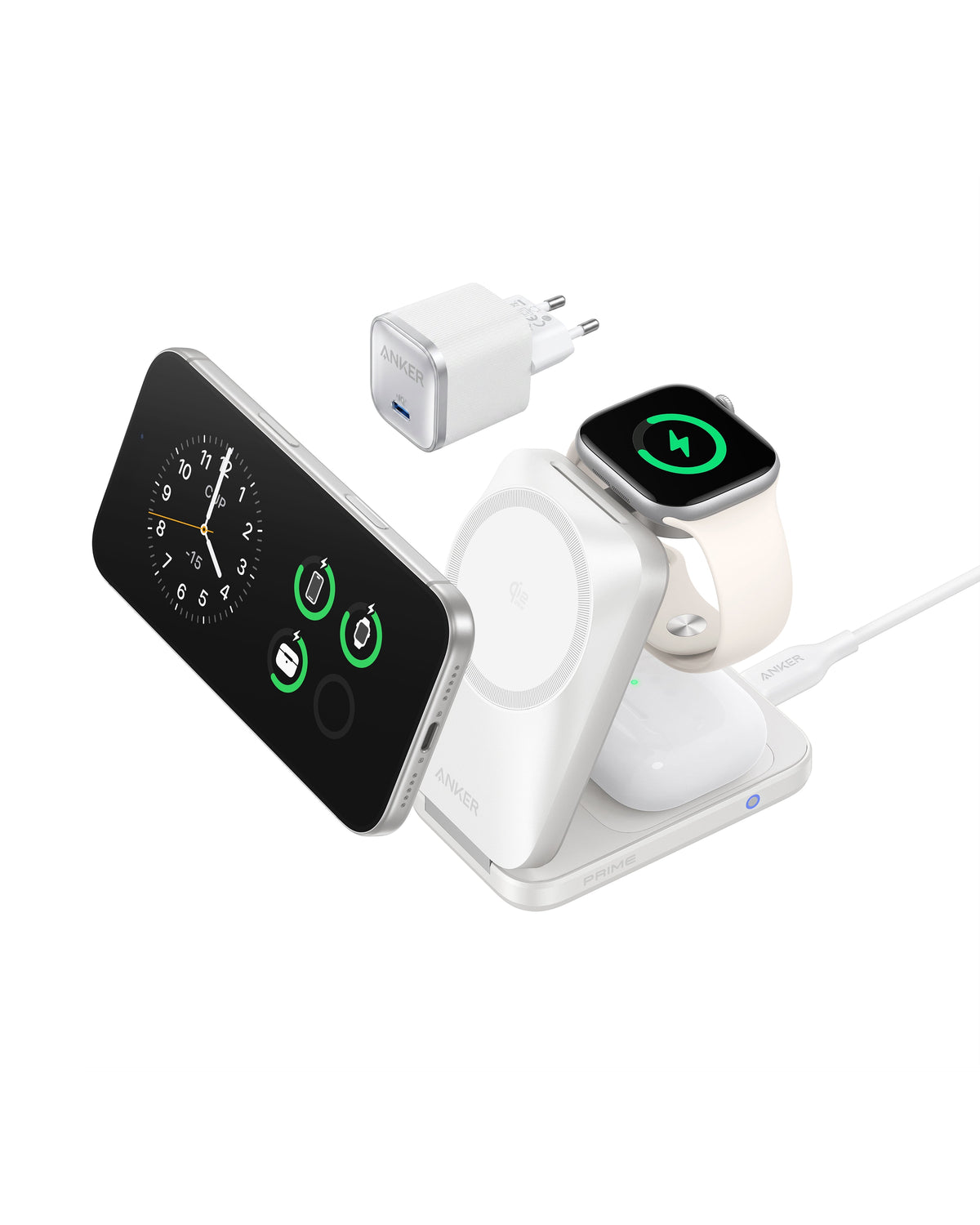 Anker Prime Kabellose Ladestation  (3-in-1, MagGo, AirCool, Faltbar)