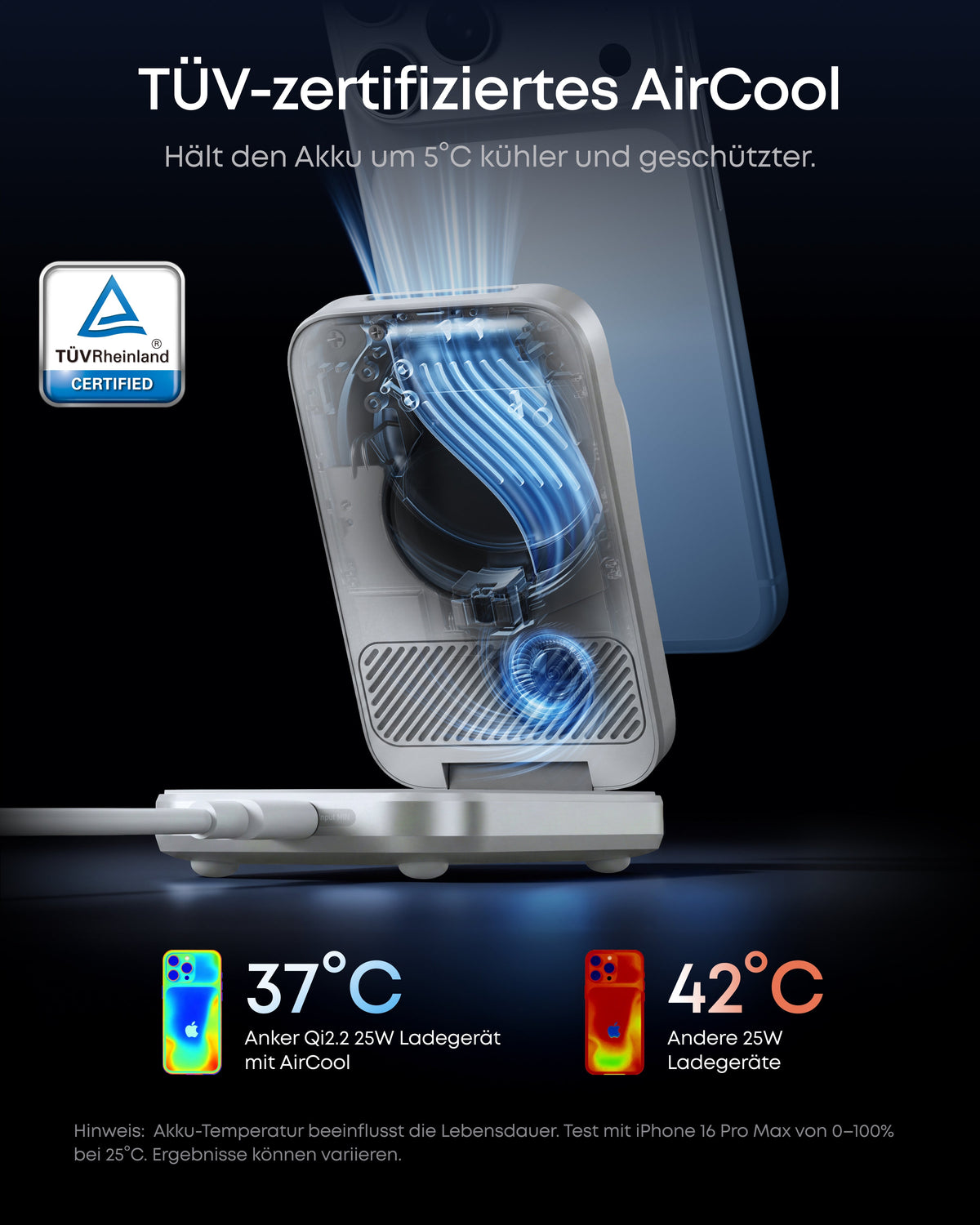 Anker Prime Kabellose Ladestation  (3-in-1, MagGo, AirCool, Faltbar)