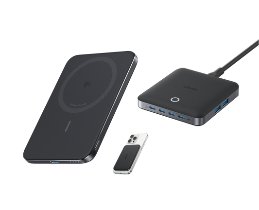 Anker Nano Powerbank (5K, Magnetisch, Slim) + Anker Nano Ladegerät (130W, 6 Ports)