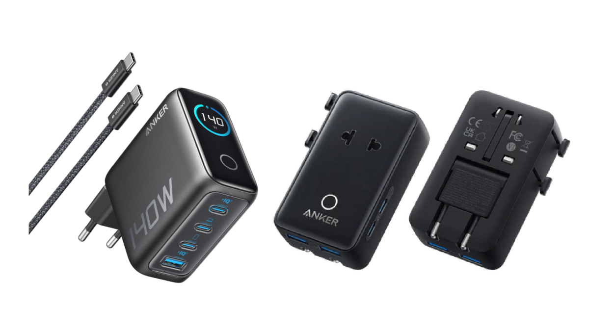Anker Ladegerät (140W, 4-Port, PD 3.1) mit USB-C Kabel + Anker Nano Reiseadapter (5-in-1, 20W)