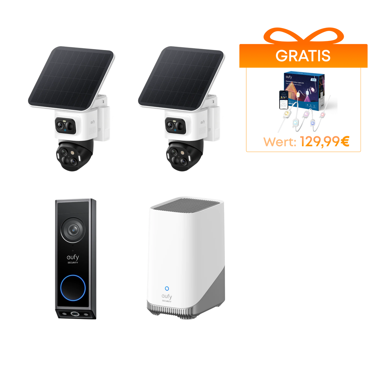 eufyCam S4 2-Kamera-Set + HomeBase™ 3 & Türklingel E340