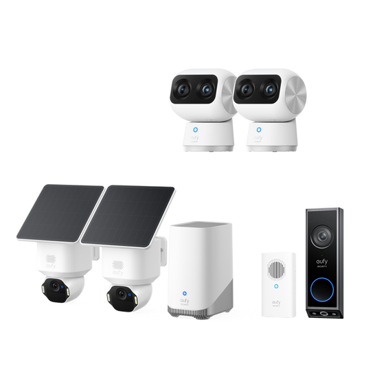 Eufy SoloCam E42 2-Kamera-Kit mit Innenkamera S350 2 und Flutlichtkamera E340 + Zusatzklingel