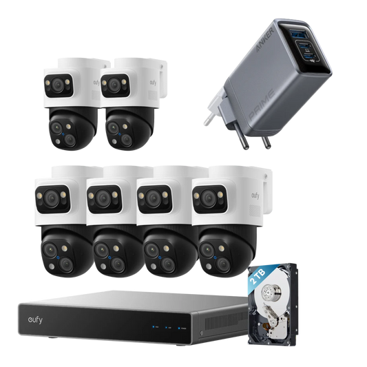 Anker eufy PoE Bullet-PTZ-Kamera S4 6-Cam Kit und Anker Prime Ladegerät (100W, 3 Ports, GaN)
