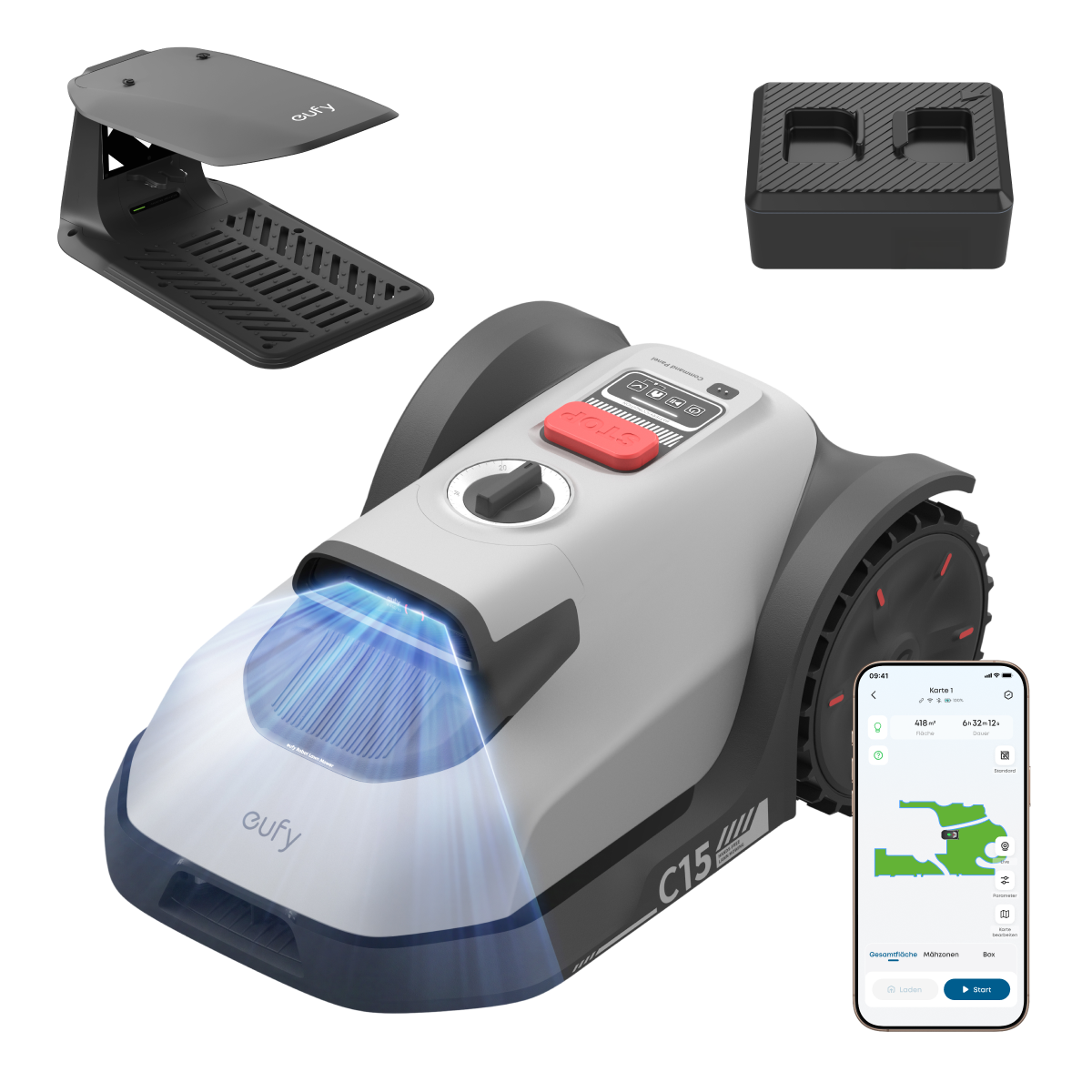 Anker eufy Mähroboter C15 Standard mit Garage und Anker eufy 4G-Modul
